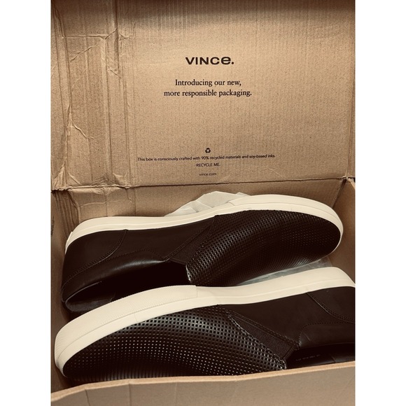 Vince Men\'s Fletcher Black  Perforated Leather Size 13 New In Box MSRP $250 main image 6